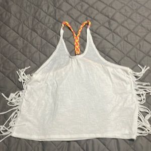 Nice white tank-top with a splash of color!!! Great for summer days